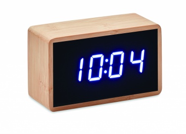 Logotrade promotional merchandise picture of: LED alarm clock bamboo casing Düsseldorf