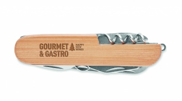 Logo trade promotional giveaways image of: Multi tool pocket knife bamboo