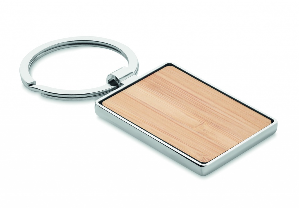 Logo trade promotional gift photo of: Rectangular key ring bamboo WEST