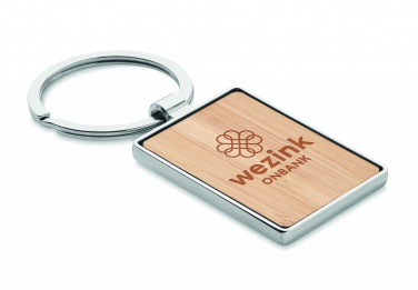 Logo trade advertising products picture of: Rectangular key ring bamboo WEST