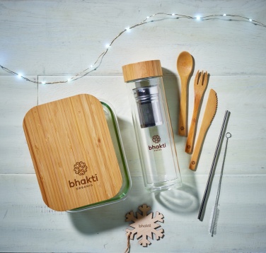 Logo trade promotional giveaways picture of: Glass lunchbox with bamboo lid