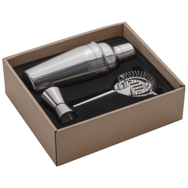 Logo trade advertising product photo of: Metal cocktail set, 3-piece MESSINA