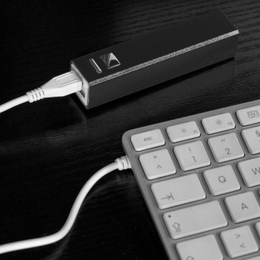 Logo trade promotional merchandise photo of: Metal power bank PORT HOPE 2200mAh