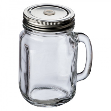 Logo trade advertising products image of: Drinking glass with handle and lid TREVISO 450 ml