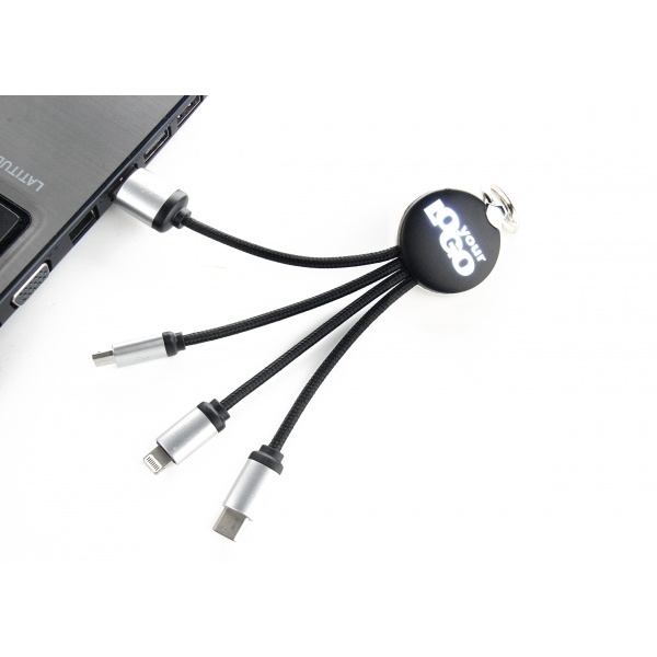 Logo trade corporate gift photo of: 3in1 cable with enlighted logo for engraving, RXD-368