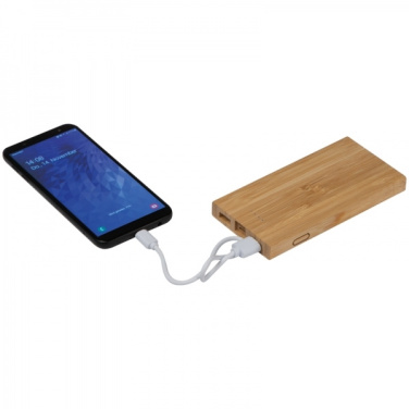 Logo trade promotional gift photo of: Bamboo power bank KATOWICE