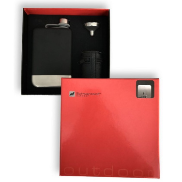 Logotrade promotional gift picture of: Hip flask set TAHAT Schwarzwolf