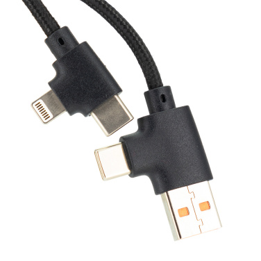 Logo trade promotional merchandise photo of: 4in1 long wooden cable with elighted logo for engraving