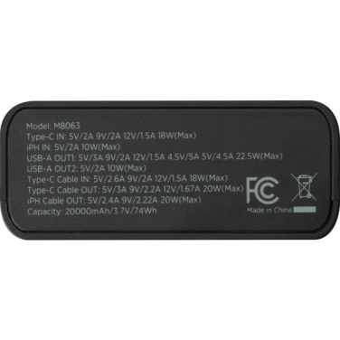 Logo trade promotional items image of: Power bank 20 000 mAh MARABELLA MoLu