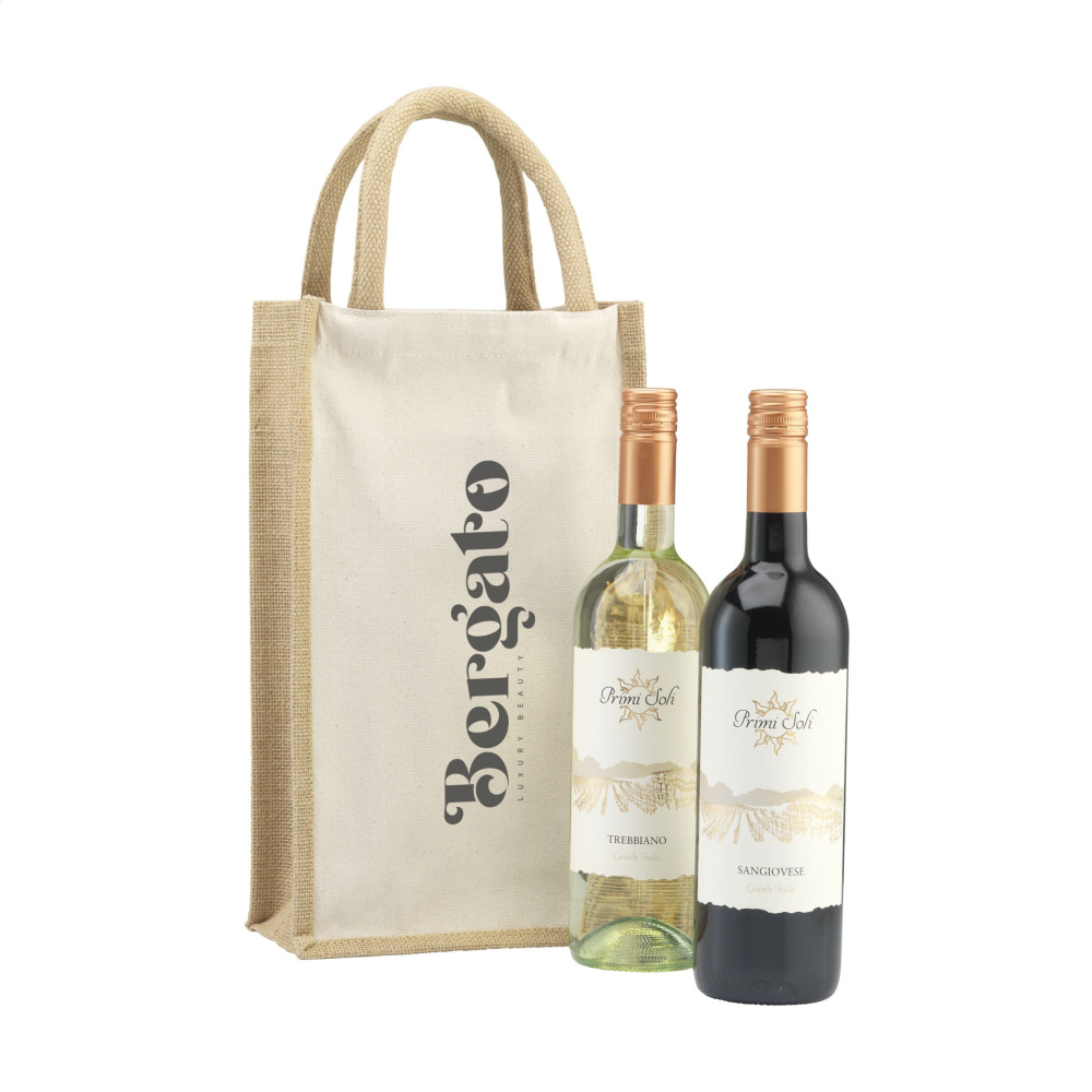 Logo trade promotional item photo of: Jute Canvas Double Wine Bag