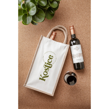 Logotrade business gifts photo of: Jute Canvas Double Wine Bag