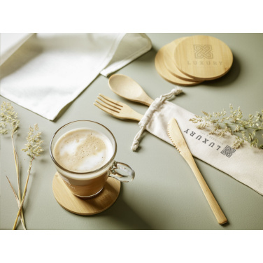 Logo trade promotional merchandise picture of: Bamboo Coaster Set