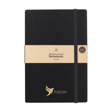 Logotrade promotional item image of: Bamboo Journal Naked Spine Paper Notebook Black A5