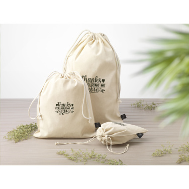Logo trade promotional giveaways image of: Gift Pouch Natural GRS Recycled Cotton (150 g/m²) L