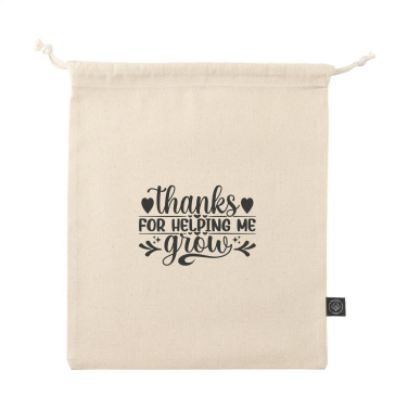 Logo trade business gift photo of: Gift Pouch Natural GRS Recycled Cotton (150 g/m²) M
