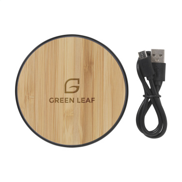 Logo trade advertising products image of: Bamboo 10W Wireless Charger wireless fast charger