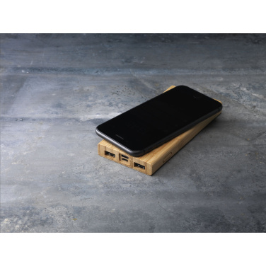 Logotrade corporate gift image of: Bamboo 8000 Wireless Powerbank wireless charger