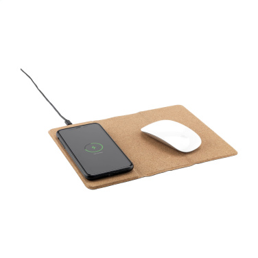 Logo trade promotional gifts image of: Cork Wireless Charging Mousepad