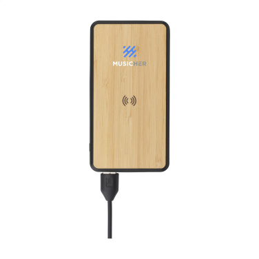 Logotrade corporate gift image of: Boru Bamboo RCS Recycled ABS Powerbank Wireless Charger