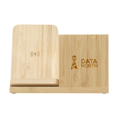 Logotrade promotional item image of: Bamboo Boss 15W charger/pen holder