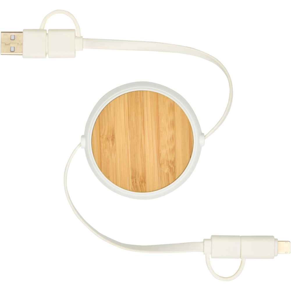 Logo trade promotional gift photo of: Chechia 5-in-1 recycled plastic 100 cm retractable data sync and 45W fast charge cable
