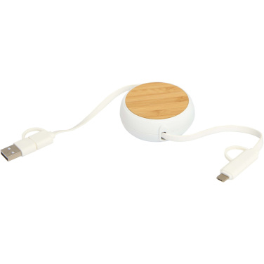 Logotrade business gift image of: Chechia 5-in-1 recycled plastic 100 cm retractable data sync and 45W fast charge cable