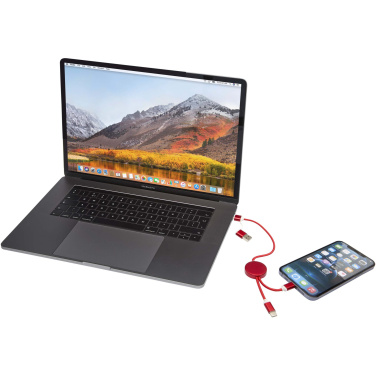 Logotrade corporate gift image of: Alasia 5-in-1 recycled aluminium and plastic 30 cm data sync and 27W fast charge cable