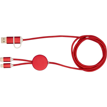 Logotrade promotional merchandise picture of: Alasia 5-in-1 recycled aluminium and plastic 150 cm data sync and 27W fast charge cable