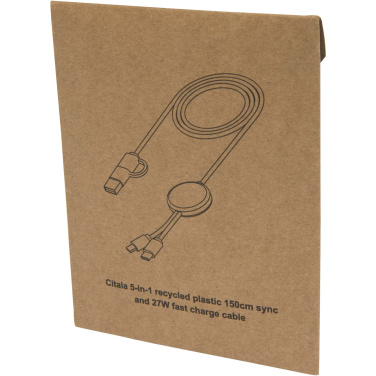 Logotrade advertising product picture of: Citala 5-in-1 recycled plastic 150 cm data sync and 27W fast charge cable