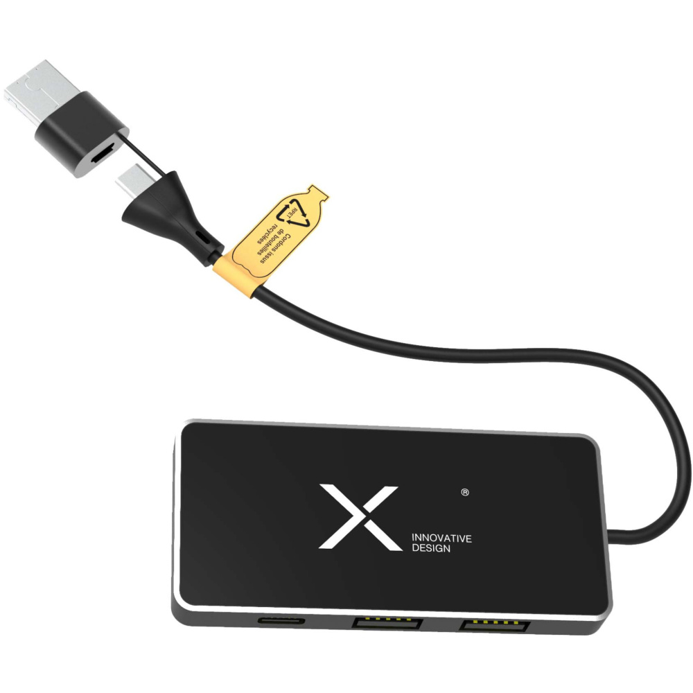 Logo trade promotional giveaway photo of: SCX.design H20 8-in-1 USB hub with dual input and 6-ports