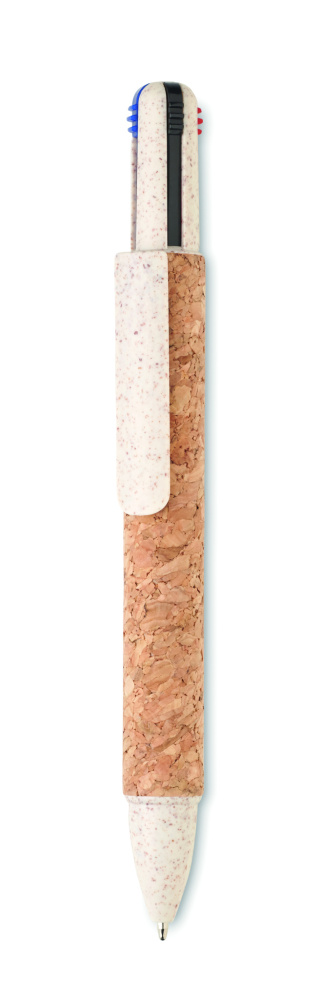 Logo trade advertising product photo of: Cork 4-colour ink ball pen