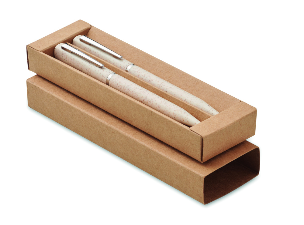 Logo trade promotional product photo of: Wheat straw/ABS twist pen set