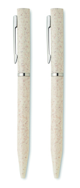 Logo trade promotional giveaway photo of: Wheat straw/ABS twist pen set