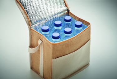 Logo trade promotional giveaway photo of: Jute and canvas cooler bag 3L