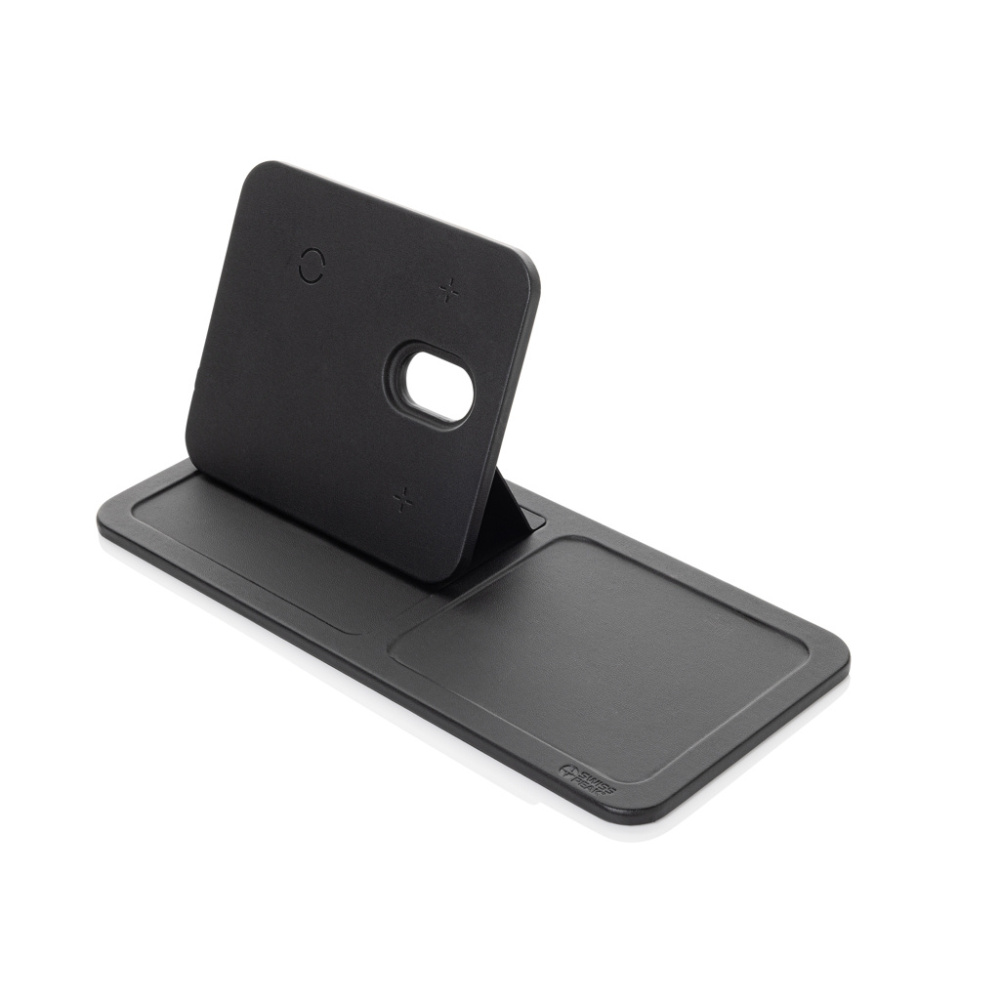 Logotrade promotional giveaway image of: Swiss Peak 3 in 1 RCS recycled PU wireless charger desk tray