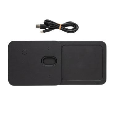 Logotrade corporate gift image of: Swiss Peak 3 in 1 RCS recycled PU wireless charger desk tray