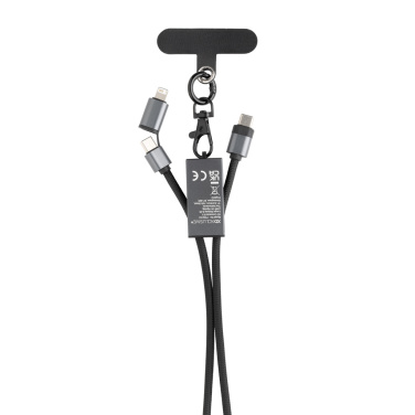 Logo trade promotional products image of: Terra RCS recycled PET phone cord with dual charge cable