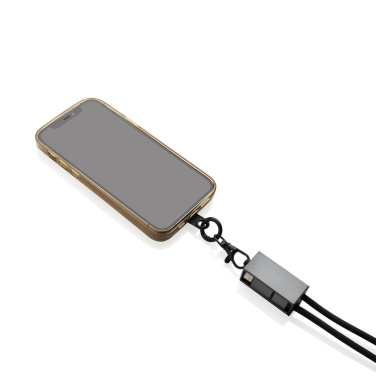 Logo trade promotional gifts image of: Terra RCS recycled PET phone cord with dual charge cable