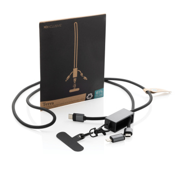 Logo trade promotional giveaway photo of: Terra RCS recycled PET phone cord with dual charge cable