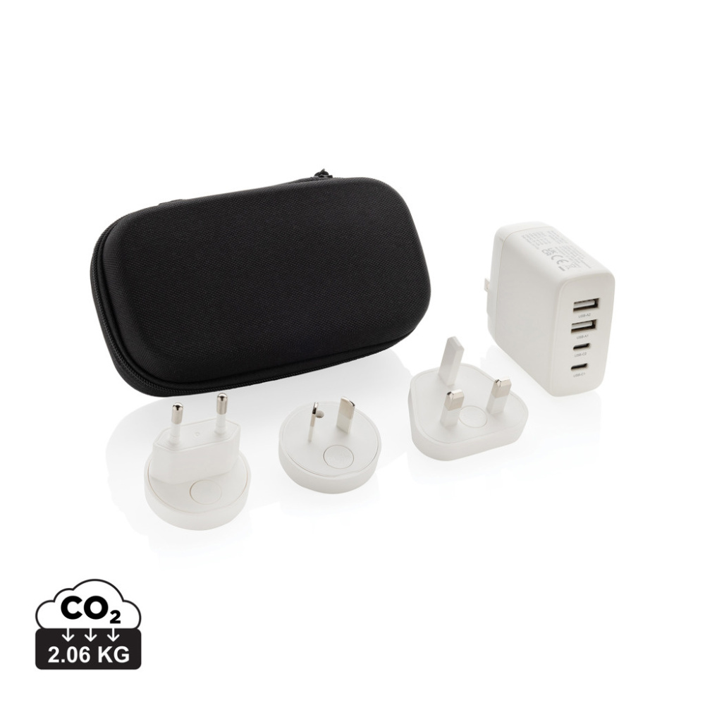 Logo trade promotional merchandise picture of: TravelCharge Pro RCS rplastic travel charger with USB C