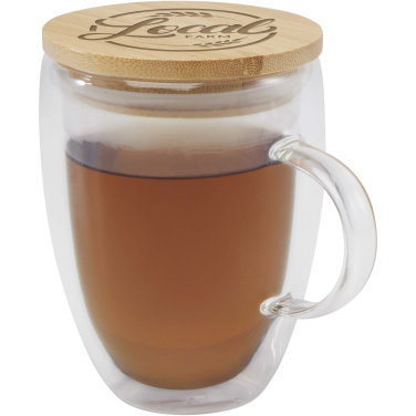 Logo trade advertising product photo of: Leona 350 ml glass cup with bamboo lid