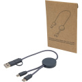 Citala 5-in-1 recycled plastic 30 cm data sync and 27W fast charge cable, Hale Blue