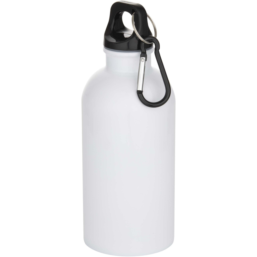 Logo trade promotional merchandise image of: Oregon 400 ml sublimation RCS recycled single wall stainless steel water bottle with carabiner