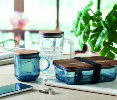 Logo trade promotional giveaway photo of: Ribbed glass mug 300ml