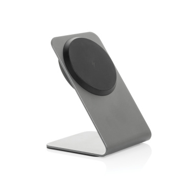 Logo trade advertising products picture of: Terra aluminium 15W magnetic wireless charging phone stand