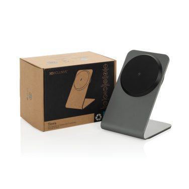 Logo trade promotional products image of: Terra aluminium 15W magnetic wireless charging phone stand