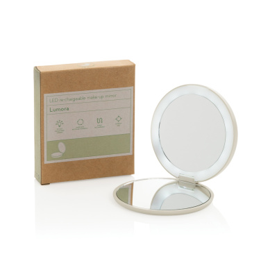 Logotrade corporate gift image of: Lumora RCS recycled plastic LED re-chargeable make-up mirror