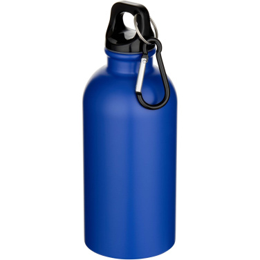 Logo trade promotional merchandise picture of: Oregon 400 ml matte RCS recycled single wall stainless steel water bottle with carabiner