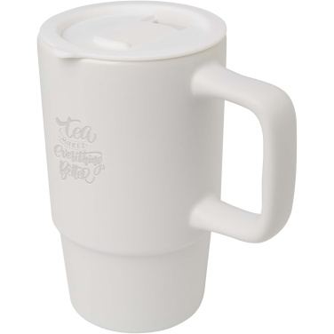 Logo trade promotional giveaway photo of: Carter 450 ml ceramic mug with plastic lid