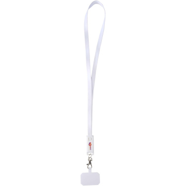 Logotrade corporate gift image of: Franz recycled plastic smartphone lanyard with built-in data sync and 65W fast charge 5-in-1 cable